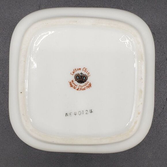 Lefton White Gold Wheat Design Vintage Personal Porcelain Ashtrays with Holder - Picture 11 of 11